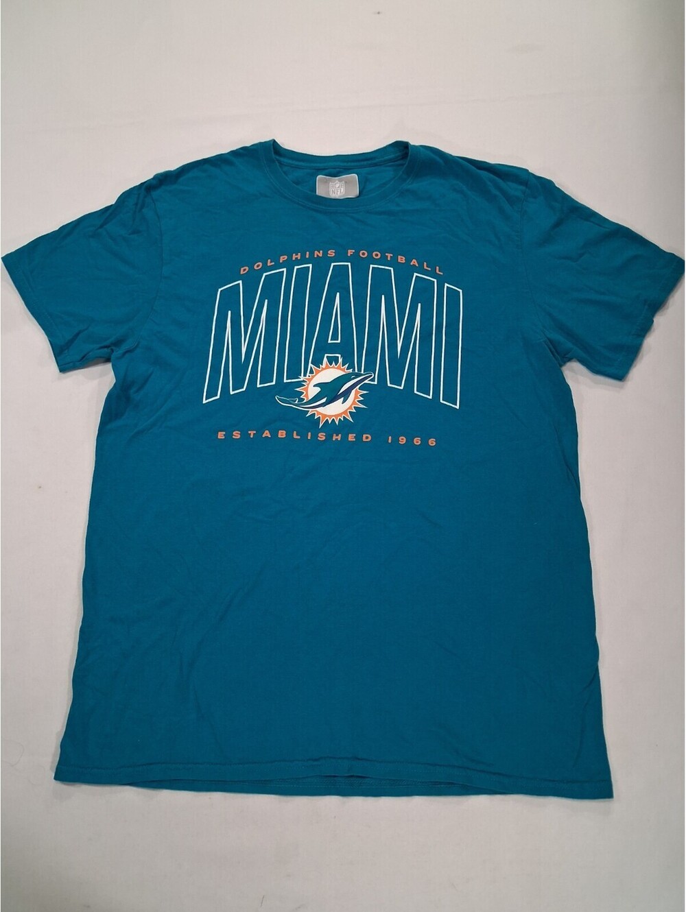 Miami Dolphins Men’s Aqua/Blue NFL Football T-Shirt Team Apparel Size Large